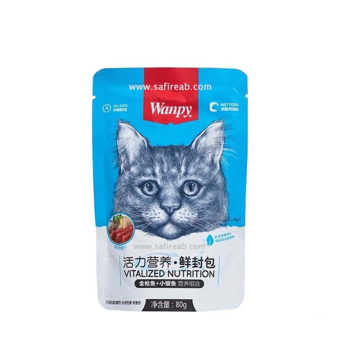 پوچ گربه ونپی مدل مرغ و ماهی گوشت سفید وزن 80 گرم